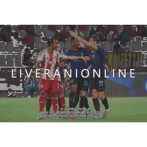 TVEM August 16, 2025 Bari, Italy - FC Inter vs Olympiacos FC - friendly match - San Nicola Stadium. In the pic: Bruno Onyemaechi of Olympiakos FC and Francesco Acerbi of FC Inter react ©TVEM Emmanuele Mastrodonato - AGENZIA ALDO LIVERANI SAS