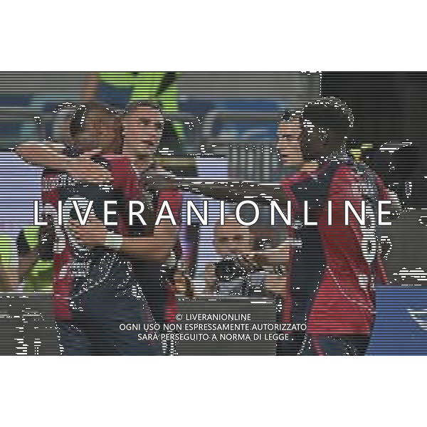 16-8-2025. Cagliari calcio-Virtus Entella. 1° turno coppa Italia 2025/2026, stadio Unipol Domus Cagliari. Foto Salvatore Moi/Agenzia Aldo Liverani s.as. Nella foto: Gol Cagliari in casa contro Virtus Entella, segna: Piccoli Cagliari ©MOI SALVATORE - AGENZIA ALDO LIVERANI SAS