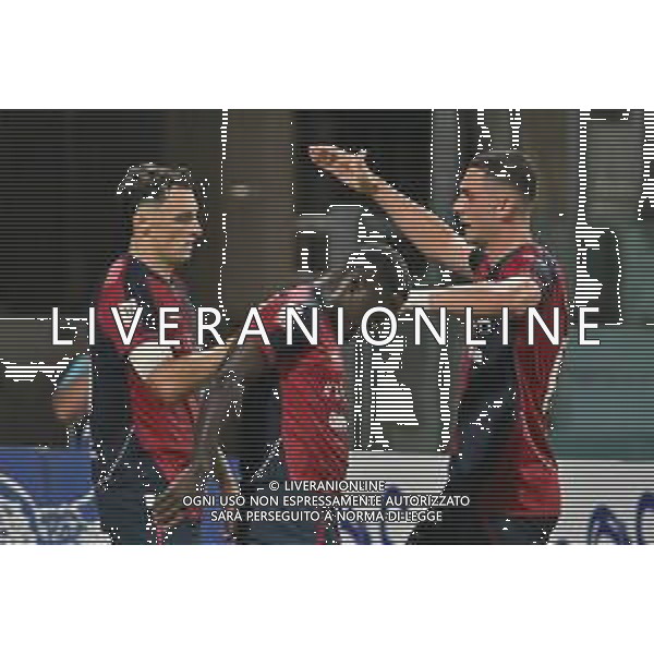 16-8-2025. Cagliari calcio-Virtus Entella. 1° turno coppa Italia 2025/2026, stadio Unipol Domus Cagliari. Foto Salvatore Moi/Agenzia Aldo Liverani s.as. Nella foto: Gol Cagliari in casa contro Virtus Entella, segna: Piccoli Cagliari ©MOI SALVATORE - AGENZIA ALDO LIVERANI SAS