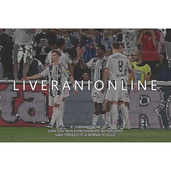 Atalanta vs Juventus nella foto giocatori Juventus esultanza dopo il gol dell\'1 a 0 Bergamo 16-08-2025 Stadio di Bergamo Atalanta vs Juventus - amichevole precampionato foto Roberto Garavaglia/Agenzia Aldo Liverani sas- AGENZIA ALDO LIVERANI SAS