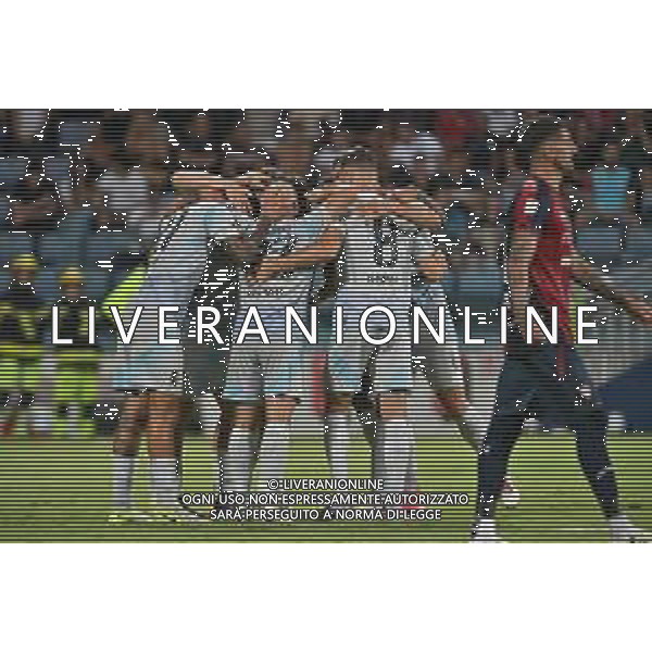 16-8-2025. Cagliari calcio-Virtus Entella. 1° turno coppa Italia 2025/2026, stadio Unipol Domus Cagliari. Foto Salvatore Moi/Agenzia Aldo Liverani s.as. Nella foto: Gol Virtus Entella in trasferta contro Cagliari, segna: autogol Alessandro Deiola Cagliari ©MOI SALVATORE - AGENZIA ALDO LIVERANI SAS