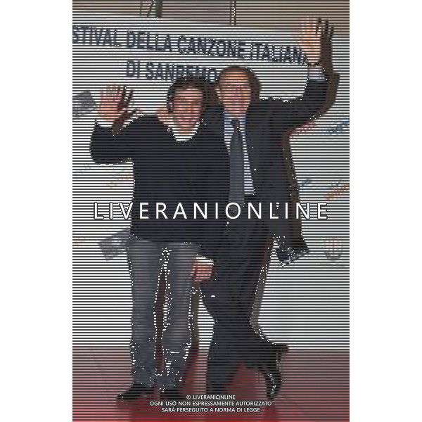 SAN REMO 3/3/2007 57∞ FESTIVAL DELLA CANZONE ITALIANA NELLA FOTO FLAVIO INSINNA E PIPPO BAUDO FOTO ROMANO/AG ALDO LIVERANI