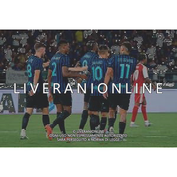 TVEM August 16, 2025 Bari, Italy - FC Inter vs Olympiacos FC - friendly match - San Nicola Stadium. In the pic: Marcus Thuram of FC Inter celebrates after scoring a goal with teammates FOTO EMMANUELE MASTRODONATO-AG ALDO LIVERANI SAS