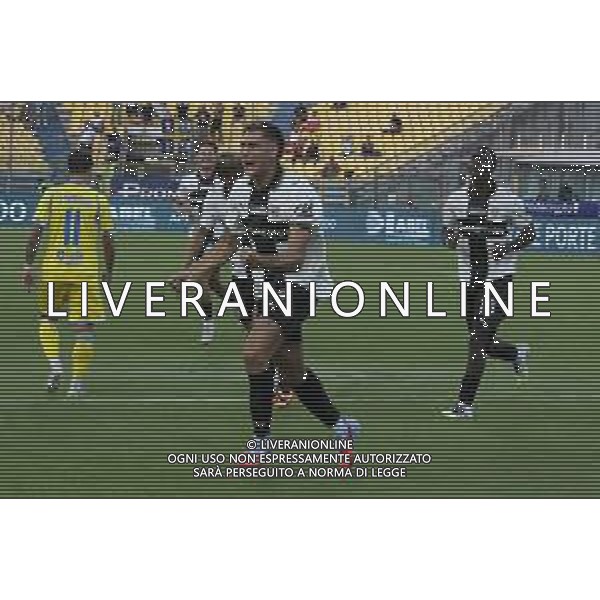 Matteo Pellegrino of Parma AC celebrates after scoring during Parma Calcio vs Pescare Calcio, 32° leg of Coppa Italia Frecciarossa 2025-26 game at Ennio Tardini stadium in Parma (PR), Italy, on Agust 17, 2025. (Photo by Davide Casentini)- AGENZIA ALDO LIVERANI SAS