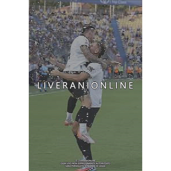 Matteo Pellegrino of Parma AC celebrates after scoring during Parma Calcio vs Pescare Calcio, 32° leg of Coppa Italia Frecciarossa 2025-26 game at Ennio Tardini stadium in Parma (PR), Italy, on Agust 17, 2025. (Photo by Davide Casentini)- AGENZIA ALDO LIVERANI SAS