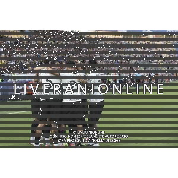 Matteo Pellegrino of Parma AC celebrates after scoring during Parma Calcio vs Pescare Calcio, 32° leg of Coppa Italia Frecciarossa 2025-26 game at Ennio Tardini stadium in Parma (PR), Italy, on Agust 17, 2025. (Photo by Davide Casentini)- AGENZIA ALDO LIVERANI SAS