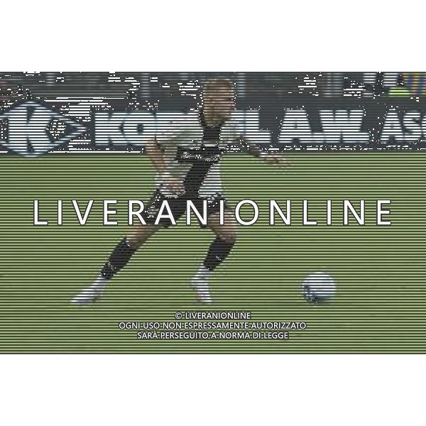 Matija Frigan of Parma AC play the ball during Parma Calcio vs Pescare Calcio, 32° leg of Coppa Italia Frecciarossa 2025-26 game at Ennio Tardini stadium in Parma (PR), Italy, on Agust 17, 2025. (Photo by Davide Casentini)- AGENZIA ALDO LIVERANI SAS