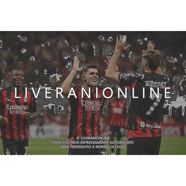 Milan vs Bari nella foto Christian Mate Pulisic (Milan) e Santiago Gimenez (Milan) esultanza dopo il gol del 2 a 0 Milano 17-08-2025 Stadio Giuseppe Meazza - San Siro Milan vs Bari Coppa Italia Frecciarossa - trentaduesimi di finale foto Roberto Garavaglia/Agenzia Aldo Liverani sas