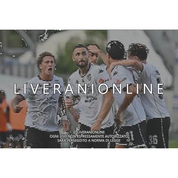 TVRG Spezia vs Sampdoria nella foto Gabriele Artistico (Spezia), al centro, esultanza dopo il gol dell\'1 a 1 La Spezia 18-08-2025 Stadio Alberto Picco Spezia vs Sampdoria - trentaduesimi di finale Coppa Italia Frecciarossa foto Roberto Garavaglia/Agenzia Aldo Liverani sas