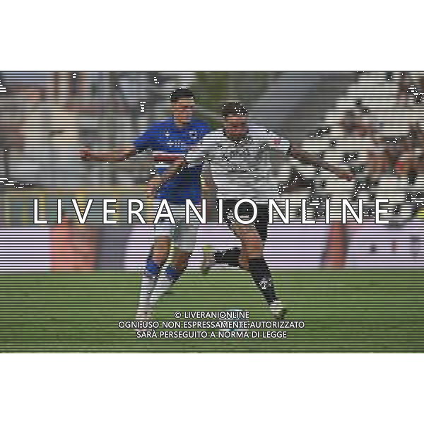 TVRG Spezia vs Sampdoria nella foto Marvin Cuni (Sampdoria) e Przemyslaw Wisniewski (Spezia) La Spezia 18-08-2025 Stadio Alberto Picco Spezia vs Sampdoria - trentaduesimi di finale Coppa Italia Frecciarossa foto Roberto Garavaglia/Agenzia Aldo Liverani sas