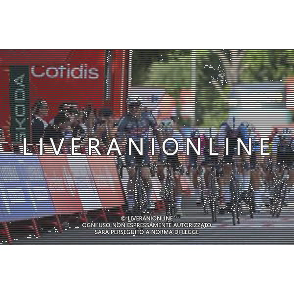 23-08-2025 Vuelta A Espana; Tappa 01 Venaria Reale - Novara; 2025, Alpecin - Deceuninck; 2025, Israel - Premier Tech; 2025, Caja Rural - Seguros Rga; 2025, Lotto; Philipsen, Jasper; Vernon, Ethan; Aular Sanabria, Orluis; Viviani, Elia; Novara; ©SIROTTI - AGENZIA ALDO LIVERANI SAS
