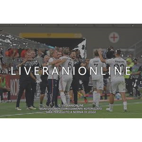 Milano 23.08.2025 Stadio Giuseppe Meazza @Manuela Viganti /Ag. Aldo Liverani sas Milan vs Cremonese Campionato Calcio Serie A Enilive 2025/2026 1a giornata Nella foto: esultanza cremonese dopo il gol di federico baschirotto ©Viganti - AGENZIA ALDO LIVERANI SAS