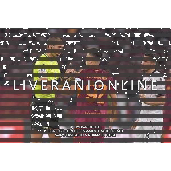 Roma vs Bologna Campionato Serie A Enilive - 1 Giornata Stadio Olimpico - Roma 23-08-2025 nella foto Zufferli si spiega con El Shaarawy foto federico gaetano-ag aldo liverani sas