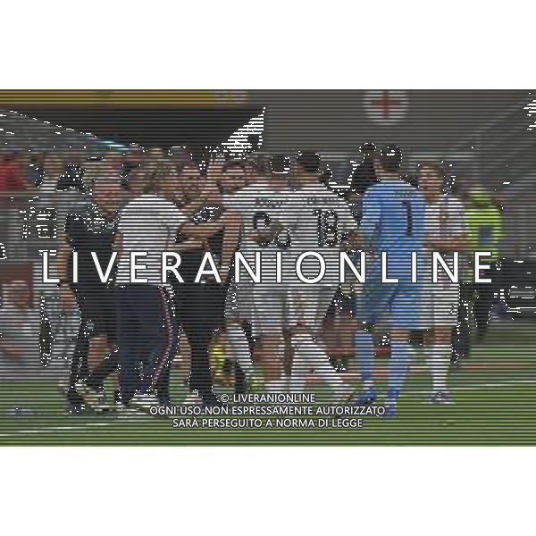 Milano 23.08.2025 Stadio Giuseppe Meazza @Manuela Viganti /Ag. Aldo Liverani sas Milan vs Cremonese Campionato Calcio Serie A Enilive 2025/2026 1a giornata Nella foto: esultanza della cremonese dopo il gol di federico baschirotto