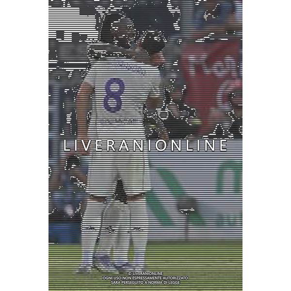 24-8-2025. Cagliari calcio-ACF Fiorentina, 1° giornata campionato calcio italiano Serie A 2025/2026, stadio Unipol Domus Cagliari. Foto Salvatore Moi/Agenzia Aldo Liverani s.as. Nella foto: Gol Fiorentina in trasferta contro Cagliari, segna: Rolando Mandragora Fiorentina ©MOI SALVATORE - AGENZIA ALDO LIVERANI SAS