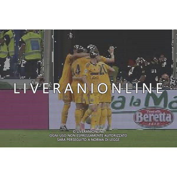 Stefano Moreo of Pisa SC celebrates after scoring during Atalanta BC vs Pisa SC, 1° Serie A Enilive 2025-26 game at New Balance stadium in Bergamo (BG), Italy, on August 24, 2025. (Photo by Davide Casentini)- AGENZIA ALDO LIVERANI SAS