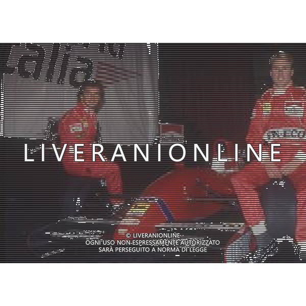 DIAP-RETROSPETTIVA JARVI LEHTO PILOTA F1 NELLA FOTO JARVI LEHTO NELL\'ANNO 1992 CON PIERLUIGI MARTINI AG CONTROLUCE-AG ALDO LIVERANI SAS