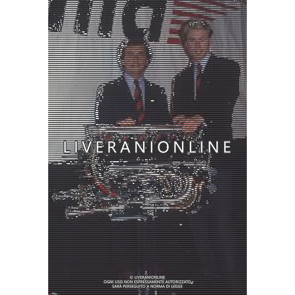 DIAP-RETROSPETTIVA JARVI LEHTO PILOTA F1 NELLA FOTO JARVI LEHTO NELL\'ANNO 1992 CON PIERLUIGI MARTINI AG CONTROLUCE-AG ALDO LIVERANI SAS