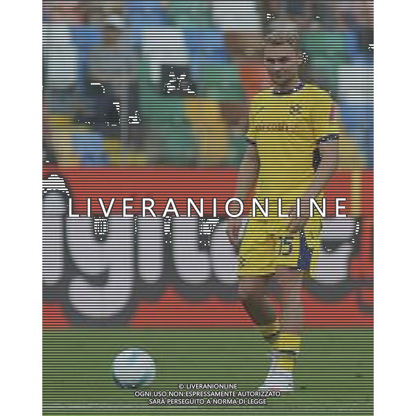 Victor Enok Nelsson of Hellas Verona FC play the ball during Udinese Calcio FC vs Hellas Verona FC, 1° Serie A Enilive 2025-26 game at Bluenergy stadium in Udine (UD), Italy, on August 25, 2025. (Photo by Davide Casentini) AG ALDO LIVERANI SAS