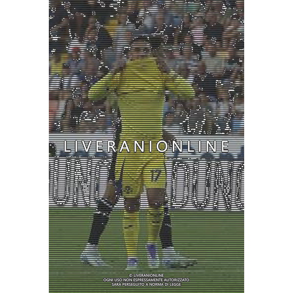 Giovane Santana do Nascimiento "Giovane" of Hellas Verona FC expresses disappointment during Udinese Calcio FC vs Hellas Verona FC, 1° Serie A Enilive 2025-26 game at Bluenergy stadium in Udine (UD), Italy, on August 25, 2025. (Photo by Davide Casentini)- AGENZIA ALDO LIVERANI SAS
