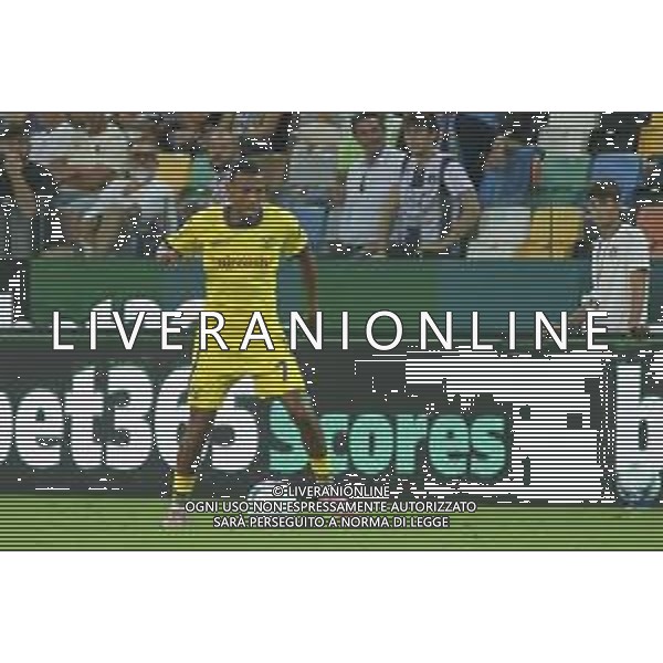 Rafik Belghali of Hellas Verona FC play the ball during Udinese Calcio FC vs Hellas Verona FC, 1° Serie A Enilive 2025-26 game at Bluenergy stadium in Udine (UD), Italy, on August 25, 2025. (Photo by Davide Casentini)- AGENZIA ALDO LIVERANI SAS