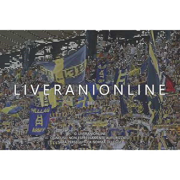 tifosi - Hellas Verona fans show their support during Udinese Calcio FC vs Hellas Verona FC, 1° Serie A Enilive 2025-26 game at Bluenergy stadium in Udine (UD), Italy, on August 25, 2025. (Photo by Davide Casentini)- AGENZIA ALDO LIVERANI SAS