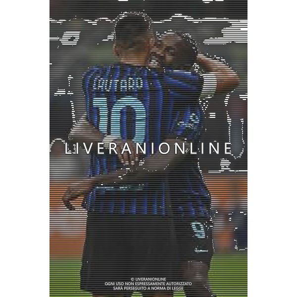 Inter vs Torino nella foto Lautaro Martinez (Inter) e Marcus Thuram (Inter) esultanza dopo il gol del 3 a 0 Milano 25-08-2025 Stadio Giuseppe Meazza - San Siro Inter vs Torino Campionato Serie A Enilive - 1a giornata foto Roberto Garavaglia/Agenzia Aldo Liverani sas
