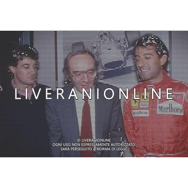 DIAP-RETROSPETTIVA IVAN CAPELLI PILOTA F1 NELLA FOTO IVAN CAPELLI CON JEAN ALESI E CLAUDIO LOMBARDI NELL\'ANNO 1992 AG CONTROLUCE-AG ALDO LIVERANI SAS