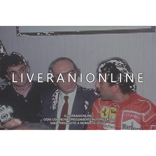 DIAP-RETROSPETTIVA IVAN CAPELLI PILOTA F1 NELLA FOTO IVAN CAPELLI CON JEAN ALESI E CLAUDIO LOMBARDI NELL\'ANNO 1992 AG CONTROLUCE-AG ALDO LIVERANI SAS