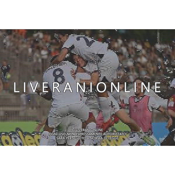 TVRG Inter vs Cagliari nella foto giocatori Cagliari esultanza dopo il gol dell\'1 a 0 Milano 26-08-2025 Arena Civica Gianni Brera Inter vs Cagliari Finale SuperCoppa Primavera foto Roberto Garavaglia/Agenzia Aldo Liverani sas