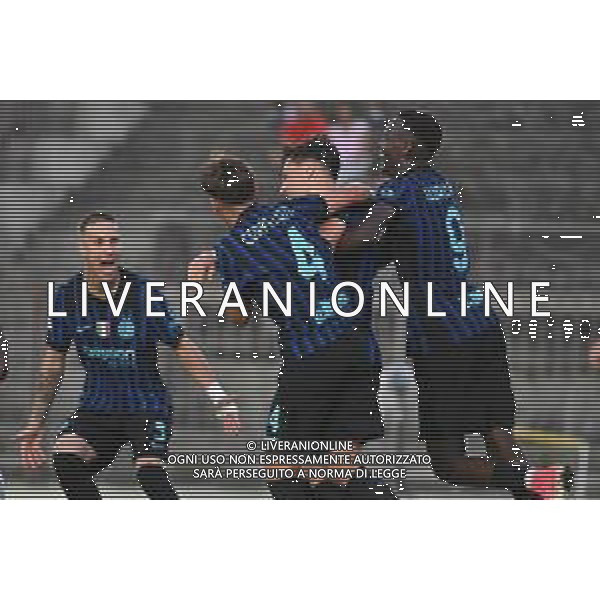 TVRG Inter vs Cagliari nella foto giocatori Inter esultanza dopo il gol del 2 a 2 Milano 26-08-2025 Arena Civica Gianni Brera Inter vs Cagliari Finale SuperCoppa Primavera foto Roberto Garavaglia/Agenzia Aldo Liverani sas