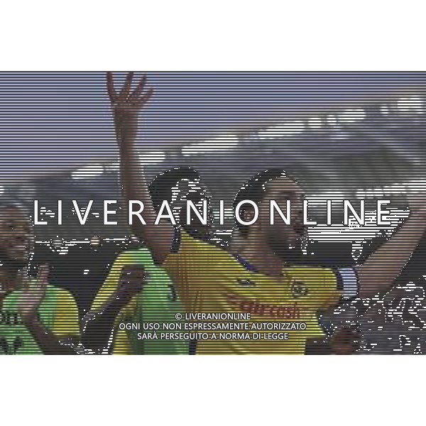 Daniel Fernando Mosquera Bonilla "D.Mosquera" of Hellas Verona FC celebrates after scoring during Udinese Calcio FC vs Hellas Verona FC, 1° Serie A Enilive 2025-26 game at Bluenergy stadium in Udine (UD), Italy, on August 25, 2025. (Photo by Davide Casentini) AG ALDO LIVERANI SAS