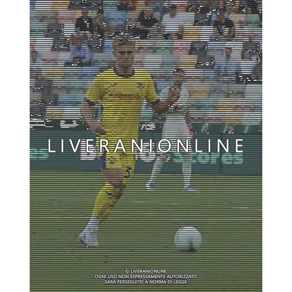 Martin Sonder Frese of Hellas Verona FC play the ball during Udinese Calcio FC vs Hellas Verona FC, 1° Serie A Enilive 2025-26 game at Bluenergy stadium in Udine (UD), Italy, on August 25, 2025. (Photo by Davide Casentini) AG ALDO LIVERANI SAS