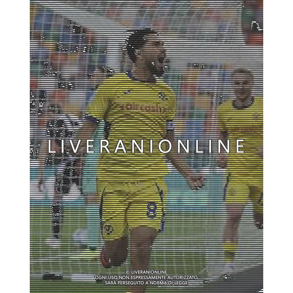 Daniel Fernando Mosquera Bonilla "D.Mosquera" of Hellas Verona FC celebrates after scoring during Udinese Calcio FC vs Hellas Verona FC, 1° Serie A Enilive 2025-26 game at Bluenergy stadium in Udine (UD), Italy, on August 25, 2025. (Photo by Davide Casentini) AG ALDO LIVERANI SAS