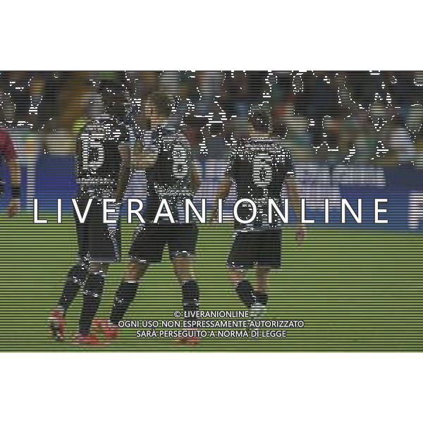 Vakoun Issouf Bayo of Udinese FC, Jesper Karlstrom of Udinese FC, Oier Zarraga Egana "Zarraga" of Udinese FC expresses disappointment at the end of Udinese Calcio FC vs Hellas Verona FC, 1° Serie A Enilive 2025-26 game at Bluenergy stadium in Udine (UD), Italy, on August 25, 2025. (Photo by Davide Casentini) AG ALDO LIVERANI SAS