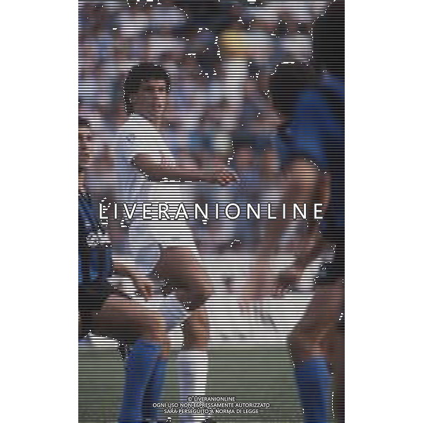 DIAP-RETROSPETTIVA ANTONIO CARECA CALCIATORE NELLA FOTO ANTONIO CARECA CON LA MAGLIA DEL NAPOLI CALCO AG ALDO LIVERANI SAS