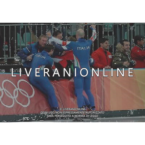 TORINO 16/02/2006 XX OLIMPIADI INVERNALI INSEGUIMENTO A SQUADRE SPEED SKATING NELLA FOTO FESTA ITALIA PH GIGI ARCAINI/AG.ALDO LIVERANI