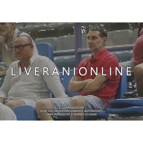 FAENZA 27 08 2025 AMICHEVOLE RAGGISOLARIS FAENZA-UP ANDREA COSTA BASKET IMOLA SERIE B1 73-72 NELLA FOTO DA SINISTRA CRISTIAN PAVANI E CRISTIANO FAZZI TEAM MANAGER ©SANNA - AGENZIA ALDO LIVERANI SAS