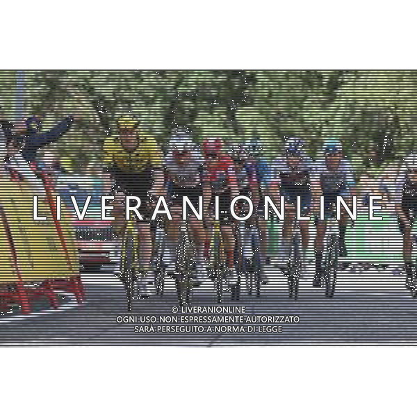 28-08-2025 Vuelta A Espana; Tappa 06 Olot - Pal; 2025, Visma - Lease A Bike; 2025, Uae Team Emirates - Xrg; Jorgenson, Matteo; Vingegaard, Jonas; Almeida, Joao; Pal; ©SIROTTI - AGENZIA ALDO LIVERANI SAS