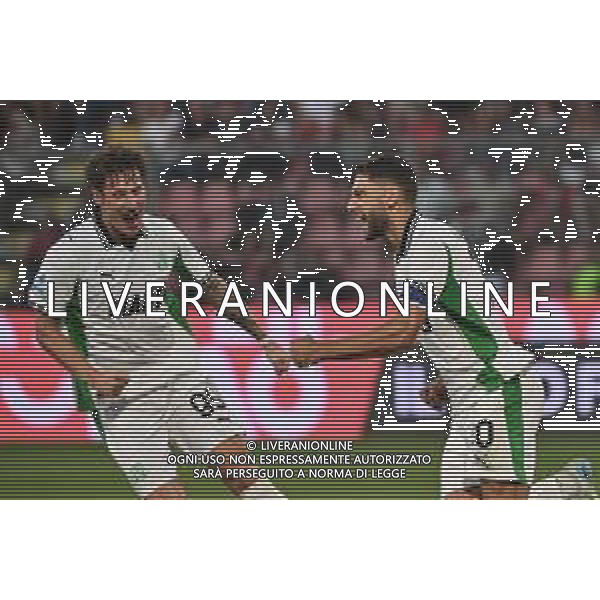 TVRG Cremonese vs Sassuolo nella foto Andrea Pinamonti (Sassuolo) SX e Domenico Berardi (Sassuolo) DX esultanza dopo il gol del 2 a 2 Cremona 29-08-2025 Stadio Giovanni Zini Cremonese vs Sassuolo Campionato Serie A Enilive - 2a giornata foto Roberto Garavaglia/Agenzia Aldo Liverani sas