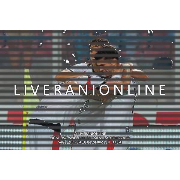 TVEM September 29, 2025 Lecce, Italy - US Lecce vs AC Milan - Italian soccer serie A 2024/25 - Via Del Mare Stadium. In the pic: Christian Pulisic of AC Milan celebrates after scoring a goal with teammates ©TVEM Emmanuele Mastrodonato - AGENZIA ALDO LIVERANI SAS