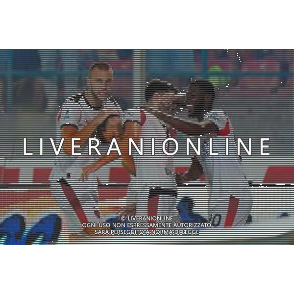 TVEM September 29, 2025 Lecce, Italy - US Lecce vs AC Milan - Italian soccer serie A 2024/25 - Via Del Mare Stadium. In the pic: Christian Pulisic of AC Milan celebrates after scoring a goal with teammates ©TVEM Emmanuele Mastrodonato - AGENZIA ALDO LIVERANI SAS