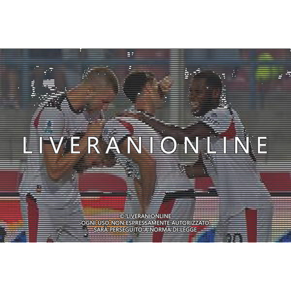 TVEM September 29, 2025 Lecce, Italy - US Lecce vs AC Milan - Italian soccer serie A 2024/25 - Via Del Mare Stadium. In the pic: Christian Pulisic of AC Milan celebrates after scoring a goal with teammates foto emmanuele mastrodonato-ag aldo liverani sas