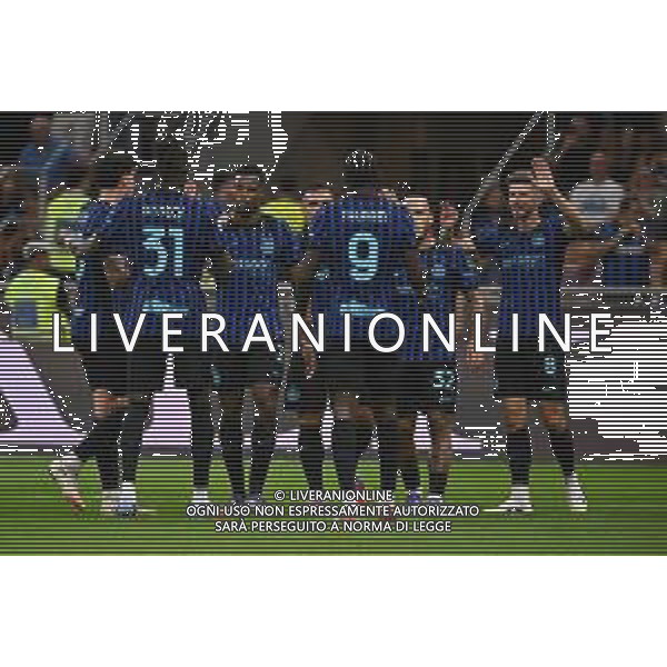 Inter vs Udinese nella foto giocatori Inter esultanza dopo il gol dell\'1 a 0 Milano 31-08-2025 Stadio Giuseppe Meazza - San Siro Inter vs Udinese Campionato Serie A Enilive - 2a giornata foto Roberto Garavaglia/Agenzia Aldo Liverani sas