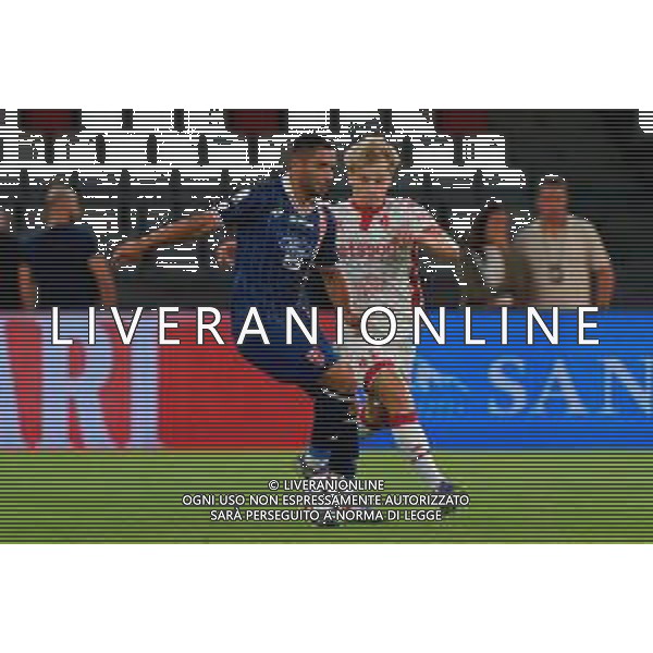 TVEM August 31, 2025 Bari, Italy - SSC Bari vs AC Monza - Italian Soccer Serie B 2025/2026 - San Nicola Stadium. In the pic: Gianluca Caprari of AC Monza in action against Matthias Braunoder of SSC Bari FOTO EMMANUELE MASTTRODONATO-AG ALDO LIVERANI SAS