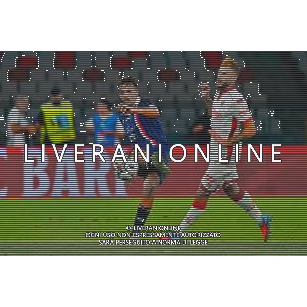 TVEM August 31, 2025 Bari, Italy - SSC Bari vs AC Monza - Italian Soccer Serie B 2025/2026 - San Nicola Stadium. In the pic: Filippo Delli Carri of AC Monza in action against Giuseppe Sibilli of SSC Bari FOTO EMMANUELE MASTRODONATO-AG ALDO LIVERANI SAS