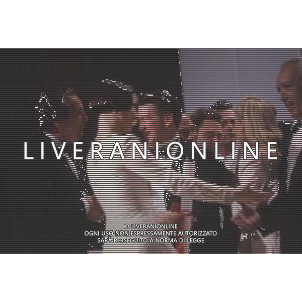 DIAP-RETROSPETTIVA ISABELLA ROSSELLINI ATTRICE NELLA FOTO ISABELLA ROSSELLINI CON DAVID LYNCH A CANNES NELL\'ANNO 1990 AG ALDO LIVERANI SAS