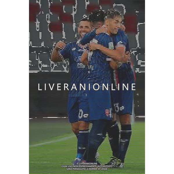 TVEM August 31, 2025 Bari, Italy - SSC Bari vs AC Monza - Italian Soccer Serie B 2025/2026 - San Nicola Stadium. In the pic: Dany Mota of AC Monza celebrates after scoring a goal with Luca Ravanelli of AC Monza and Gianluca Caprari of AC Monza ©TVEM Emmanuele Mastrodonato - AGENZIA ALDO LIVERANI SAS