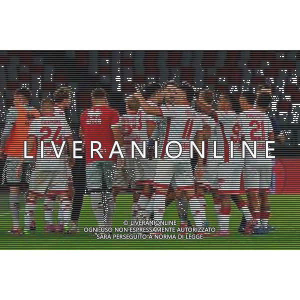 TVEM August 31, 2025 Bari, Italy - SSC Bari vs AC Monza - Italian Soccer Serie B 2025/2026 - San Nicola Stadium. In the pic: Gabriele Moncini of SSC Bari celebrates after scoring a goal with teammates ©TVEM Emmanuele Mastrodonato - AGENZIA ALDO LIVERANI SAS