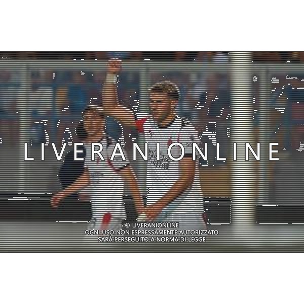 TVEM September 29, 2025 Lecce, Italy - US Lecce vs AC Milan - Italian soccer serie A 2024/25 - Via Del Mare Stadium. In the pic: Santiago Gimenez of AC Milan celebrates after scoring a goal that was after disallowed FOTO EMMANUELE MASTRODONATO-AG ALDO LIVERANI SAS